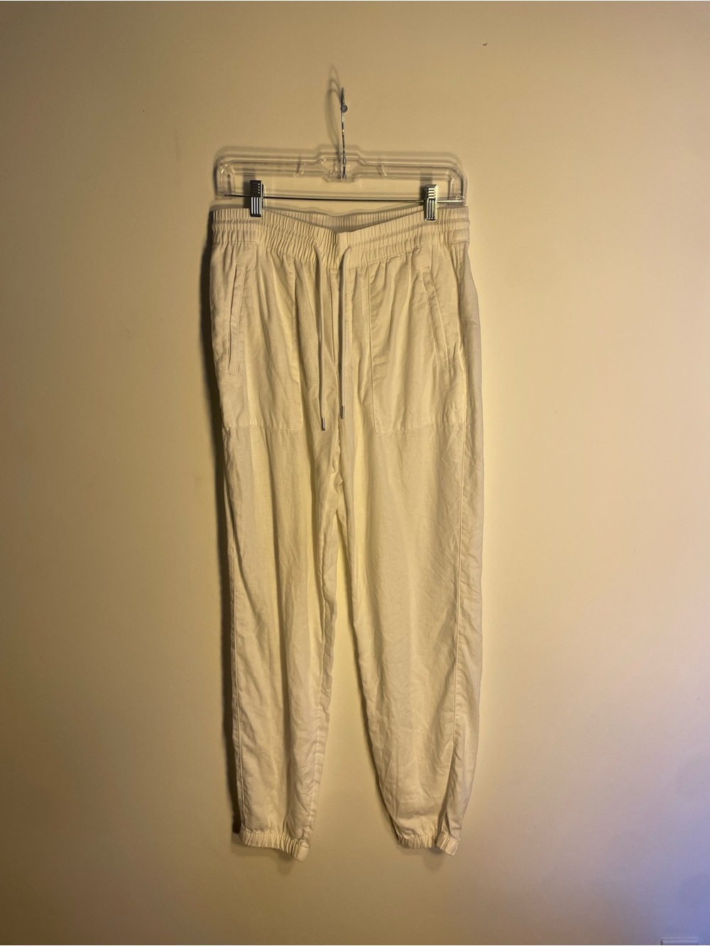 Women’s Tall White Linen Joggers